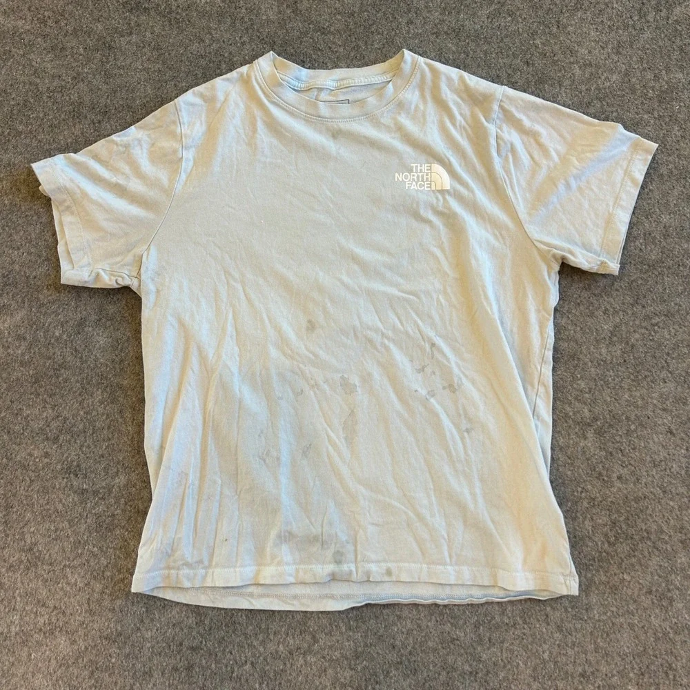 Women's The North Face Never Stop Exploring Baby Blue Outdoors T-Shirt Size Lg - Picture 1 of 11